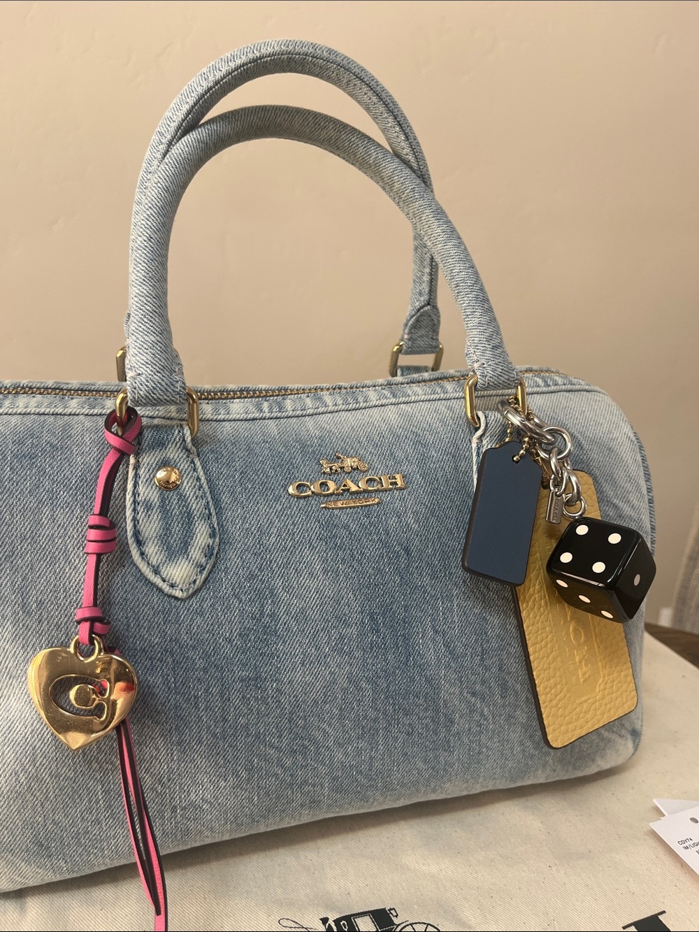 Rowan Satchel Bag
In Loved Denim With Charms - Picture 11 of 15
